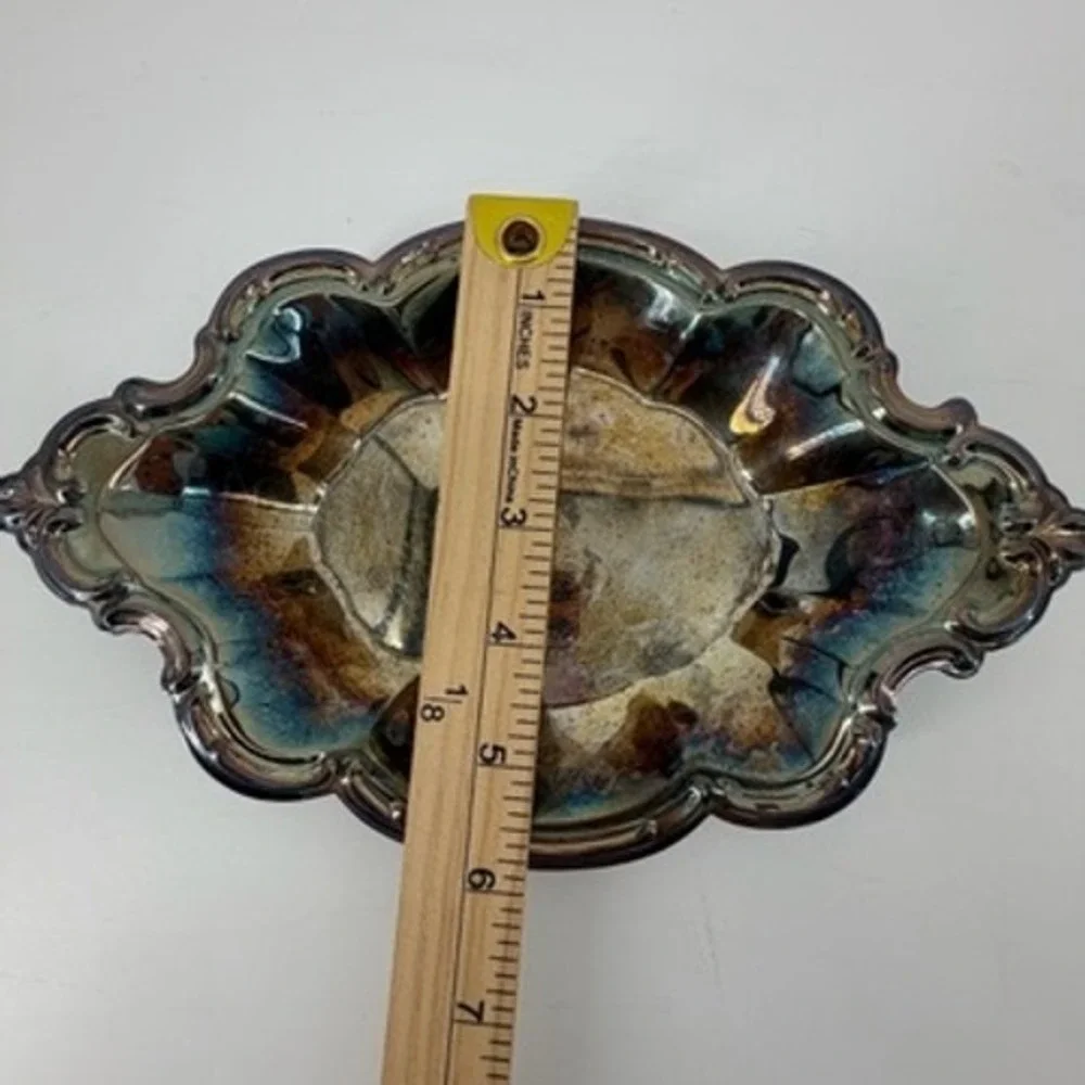 Vintage International Silver Co Scalloped Oval Trinket Dish Silverplate USA